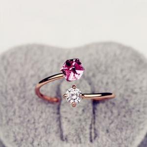 Crystal Chaton Cuff Ring (adjustable, Open End)