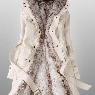 Winter Fashion White Cotton Coats